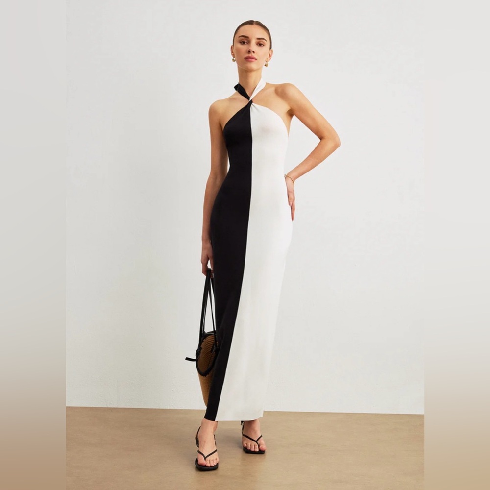 Commense Black and White Dress